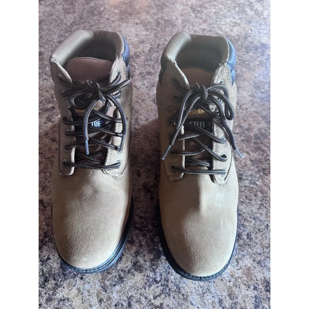 Brahma Men's Sz 8.5 Leather Waterproof 6 Inch Steel Toe Boots Padded Back Collar